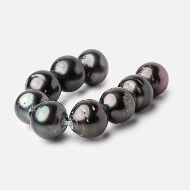 12-12.5mm Tahitian Saltwater 2.5mm Large Hole Pearls 4 inches 9 pieces (ONLINE ORDER ONLY)