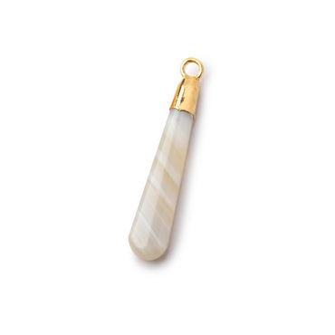 Gold Leafed Champagne Banded Agate pear Pendant 1 focal bead 29x7mm (ONLINE ORDER ONLY)