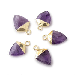 11x9-12x10mm Gold Leafed Amethyst faceted shield Pendant 1 focal (ONLINE ORDER ONLY)