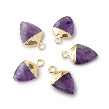 11x9-12x10mm Gold Leafed Amethyst faceted shield Pendant 1 focal (ONLINE ORDER ONLY)