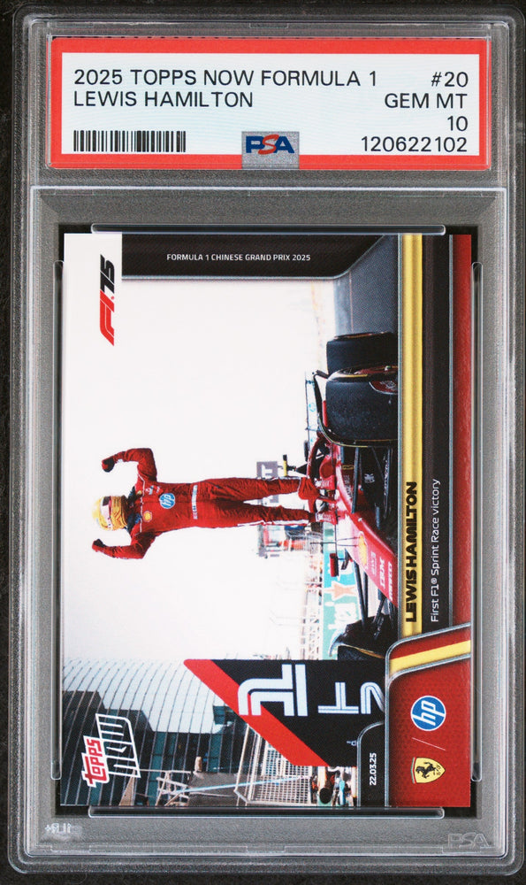 Graded 2025 Topps Now Formula 1 Lewis Hamilton #20 Racing Card PSA 10 Gem Mint (ONLINE ORDER ONLY)