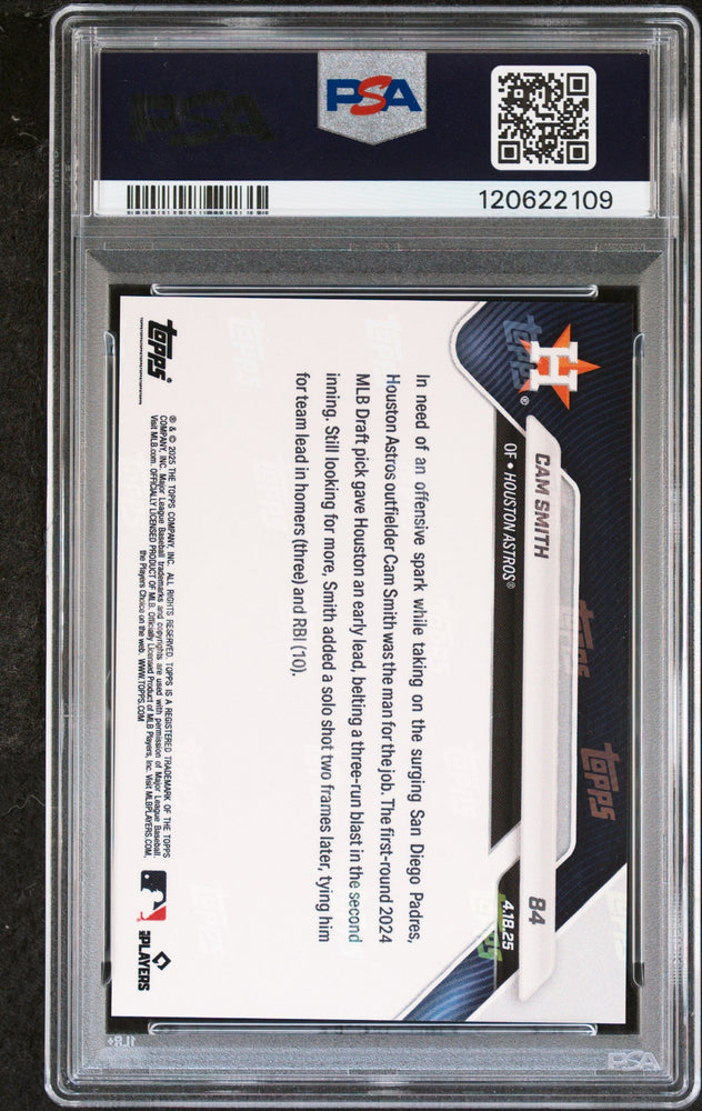 Graded 2025 Topps Now Cam Smith #84 Red Foil /5 Rookie RC Baseball Card PSA 8 Near Mint (ONLINE ORDER ONLY)