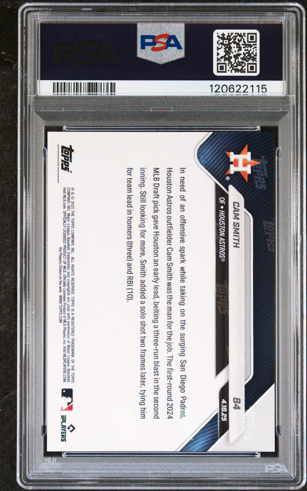 Graded 2025 Topps Now Cam Smith #84 Rookie RC Baseball Card PSA 9 Mint (ONLINE ORDER ONLY)