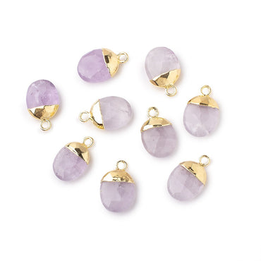 10x8mm Gold Leafed Pink Amethyst Oval Pendant 1 piece (ONLINE ORDER ONLY)