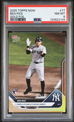 Graded 2025 Topps Now Ben Rice #77 Gold Foil /50 Rookie RC Baseball Card PSA 8 Near Mint (ONLINE ORDER ONLY)