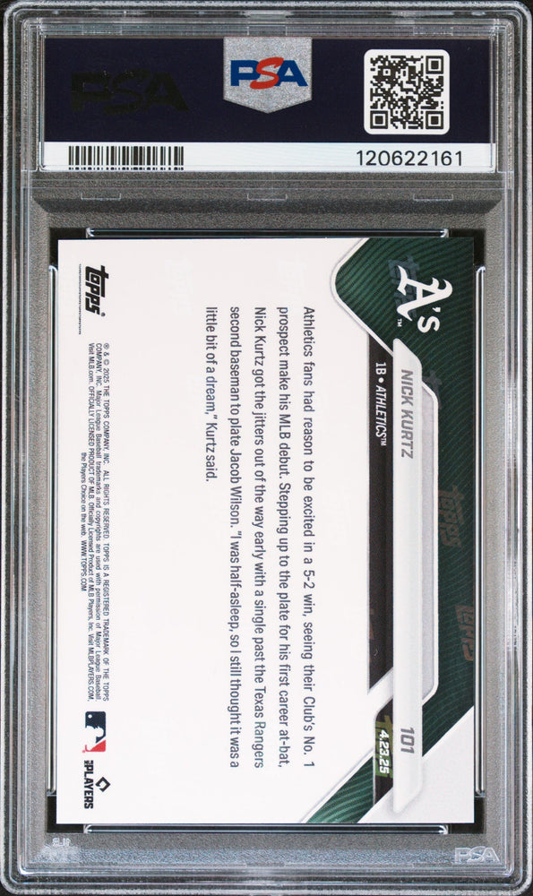 Graded 2025 Topps Now Nick Kurtz #101 Rookie RC Baseball Card PSA 9 Mint (ONLINE ORDER ONLY)