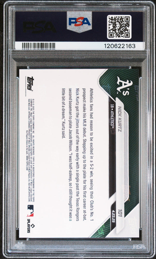 Graded 2025 Topps Now Nick Kurtz #101 Rookie RC Baseball Card PSA 8 Near Mint (ONLINE ORDER ONLY)