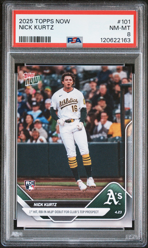 Graded 2025 Topps Now Nick Kurtz #101 Rookie RC Baseball Card PSA 8 Near Mint (ONLINE ORDER ONLY)