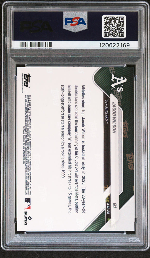Graded 2025 Topps Now Jacob Wilson #61 Gold Foil /50 Rookie RC Baseball Card PSA 9 Mint (ONLINE ORDER ONLY)