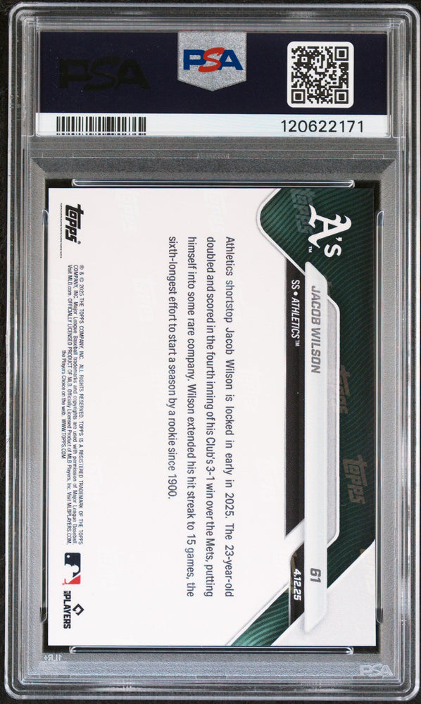 Graded 2025 Topps Now Jacob Wilson #61 Rookie RC Baseball Card PSA 10 Gem Mint (ONLINE ORDER ONLY)