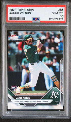 Graded 2025 Topps Now Jacob Wilson #61 Rookie RC Baseball Card PSA 10 Gem Mint (ONLINE ORDER ONLY)