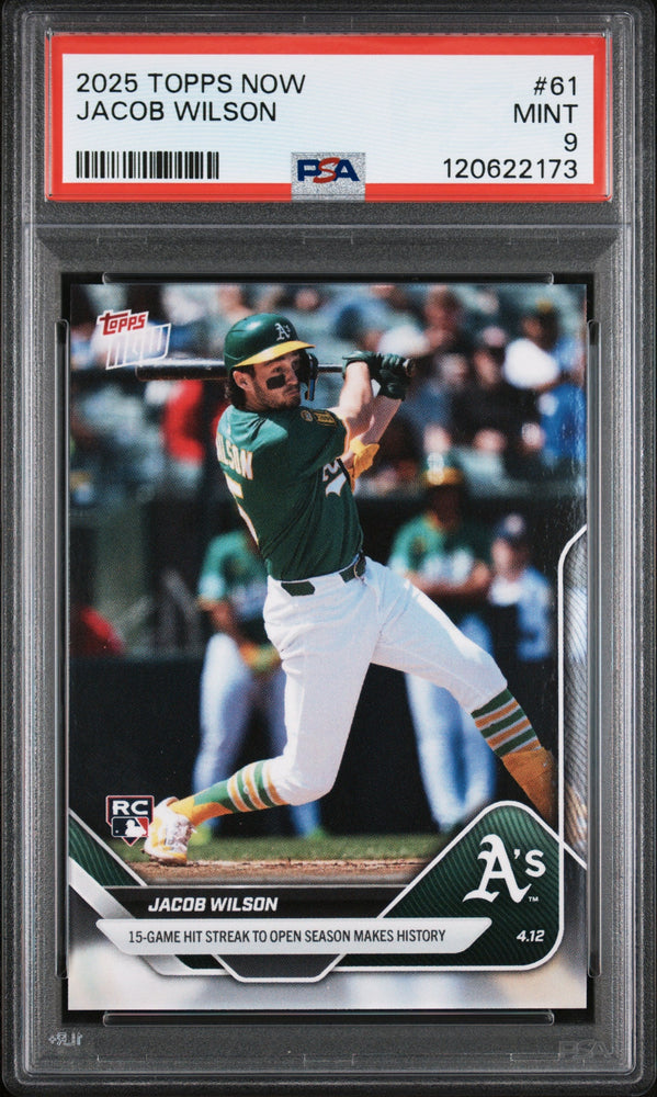 Graded 2025 Topps Now Jacob Wilson #61 Rookie RC Baseball Card PSA 9 Mint (ONLINE ORDER ONLY)