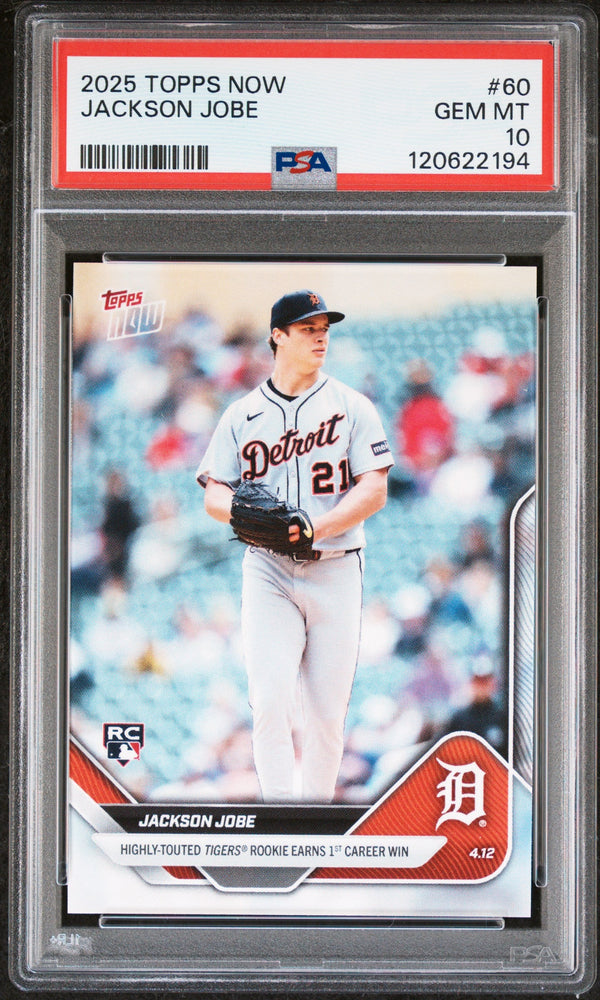 Graded 2025 Topps Now Jackson Jobe #60 Rookie RC Baseball Card PSA 10 Gem Mint (ONLINE ORDER ONLY)