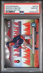 Graded 2024 Topps Bowman Marcelo Mayer #BTP8 Scouts Top 100 Rookie RC Baseball Card PSA 10 Gem Mint (ONLINE ORDER ONLY)