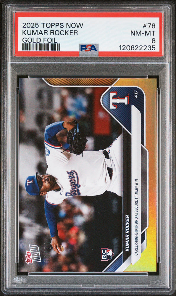 Graded 2025 Topps Now Kumar Rocker #78 Gold Foil /50 Rookie RC Baseball Card PSA 8 Near Mint (ONLINE ORDER ONLY)