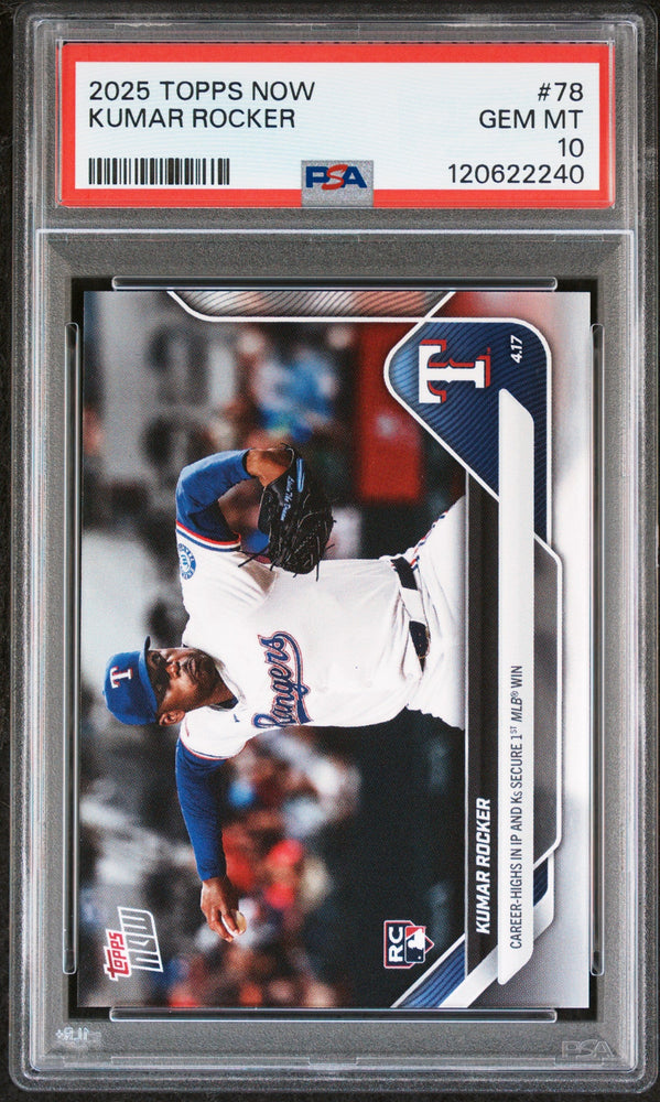 Graded 2025 Topps Now Kumar Rocker #78 Rookie RC Baseball Card PSA 10 Gem Mint (ONLINE ORDER ONLY)