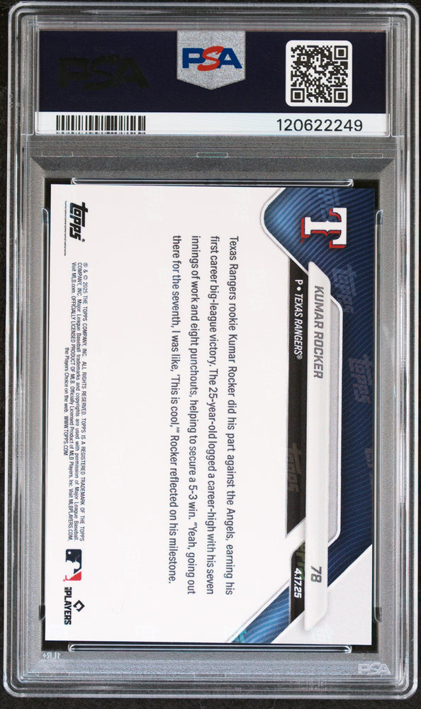 Graded 2025 Topps Now Kumar Rocker #78 Rookie RC Baseball Card PSA 8 Near Mint (ONLINE ORDER ONLY)