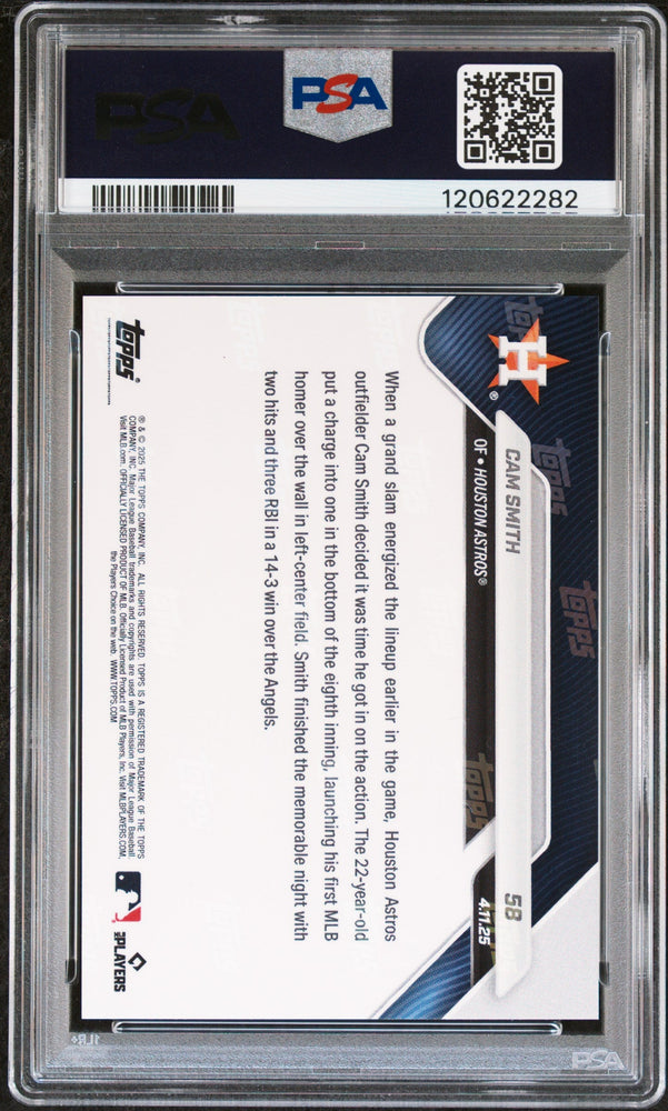 Graded 2025 Topps Now Cam Smith #58 Rookie RC Baseball Card PSA 10 Gem Mint (ONLINE ORDER ONLY)