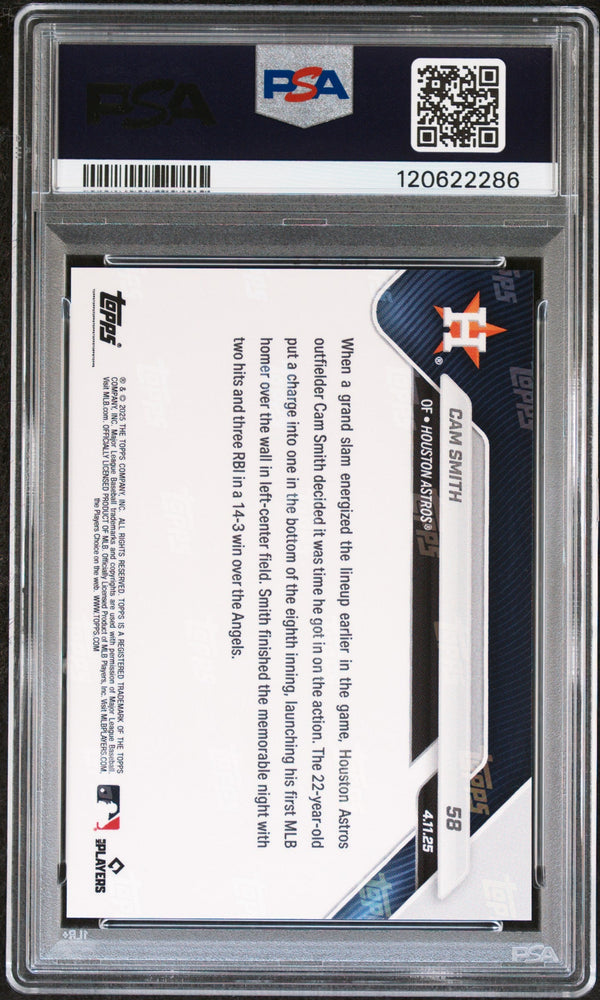 Graded 2025 Topps Now Cam Smith #58 Rookie RC Baseball Card PSA 9 Mint (ONLINE ORDER ONLY)