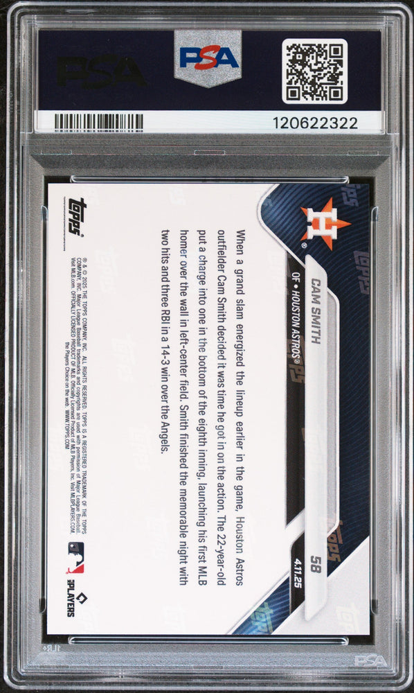 Graded 2025 Topps Now Cam Smith #58 Rookie RC Baseball Card PSA 8 Near Mint (ONLINE ORDER ONLY)