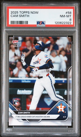 Graded 2025 Topps Now Cam Smith #58 Rookie RC Baseball Card PSA 8 Near Mint (ONLINE ORDER ONLY)