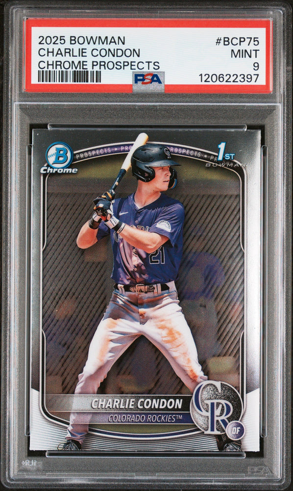 Graded 2025 Topps Bowman Charlie Condon #BCP75 Chrome Prospects Rookie RC Baseball Card PSA 9 Mint (ONLINE ORDER ONLY)