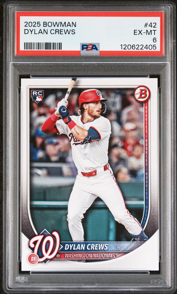 Graded 2025 Topps Bowman Dylan Crews #42 Rookie RC Baseball Card PSA 6 Excellent (ONLINE ORDER ONLY)