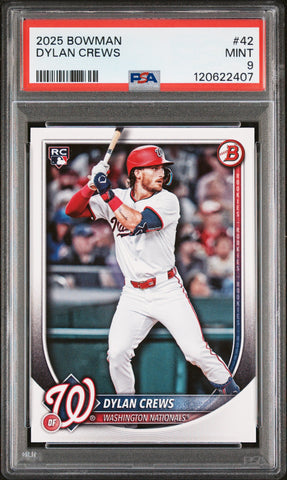 Graded 2025 Topps Bowman Dylan Crews #42 Rookie RC Baseball Card PSA 9 Mint (ONLINE ORDER ONLY)