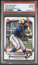 Graded 2025 Topps Bowman Jesus Made #BP66 Paper Prospects Rookie RC Baseball Card PSA 6 Excellent (ONLINE ORDER ONLY)