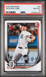 Graded 2025 Topps Bowman Jackson Jobe #50 Rookie RC Baseball Card PSA 10 Gem Mint (ONLINE ORDER ONLY)