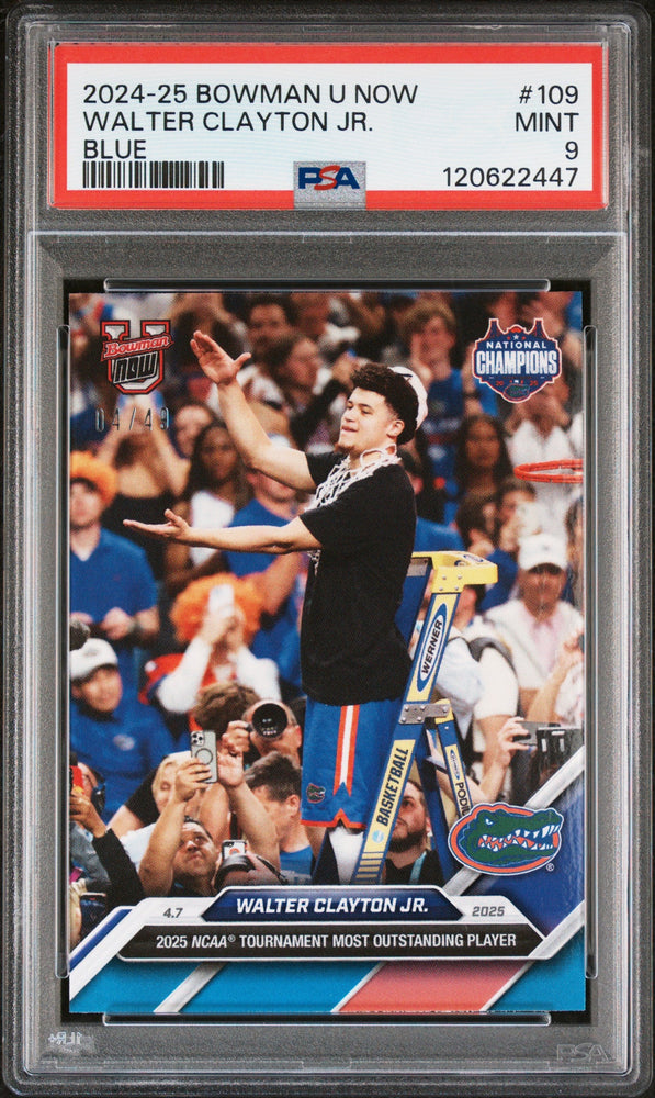 Graded 2024 Topps Bowman U Now Walter Clayton Jr. #109 Blue /49 Rookie RC Basketball Card PSA 9 Mint (ONLINE ORDER ONLY)