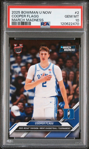 Graded 2025 Topps Bowman U Now Cooper Flagg #2 March Madness Rookie RC Basketball Card PSA 10 Gem Mint (ONLINE ORDER ONLY)
