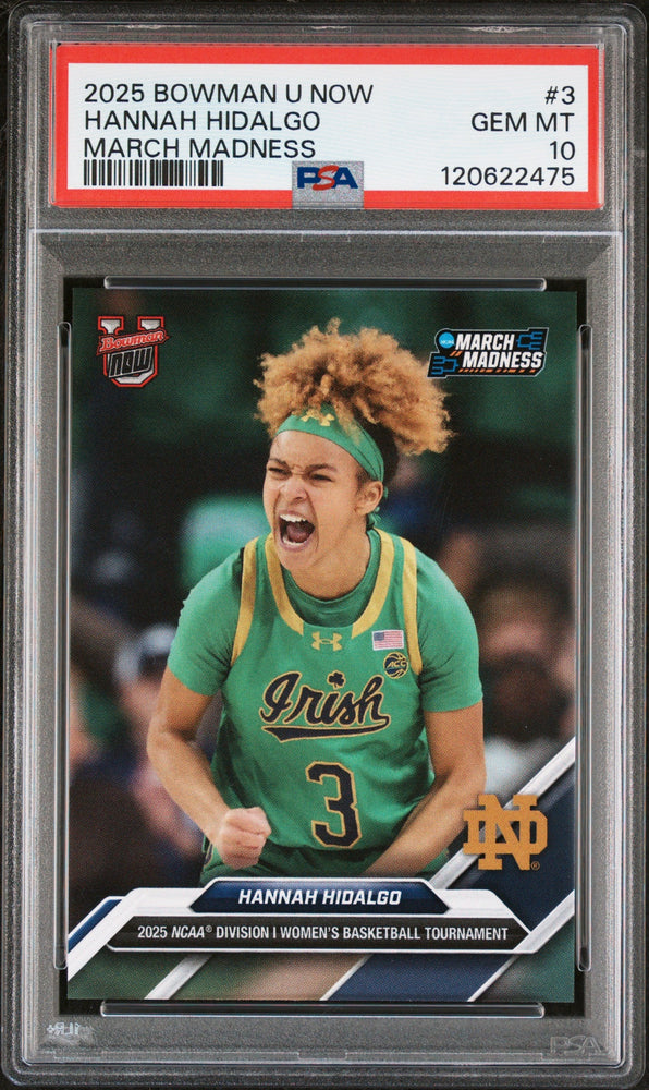 Graded 2025 Topps Bowman U Now Hannah Hidalgo #3 March Madness Rookie RC Basketball Card PSA 10 Gem Mint (ONLINE ORDER ONLY)