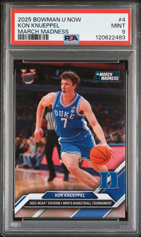 Graded 2025 Topps Bowman U Now Kon Knueppel #4 March Madness Rookie RC Basketball Card PSA 9 Mint (ONLINE ORDER ONLY)