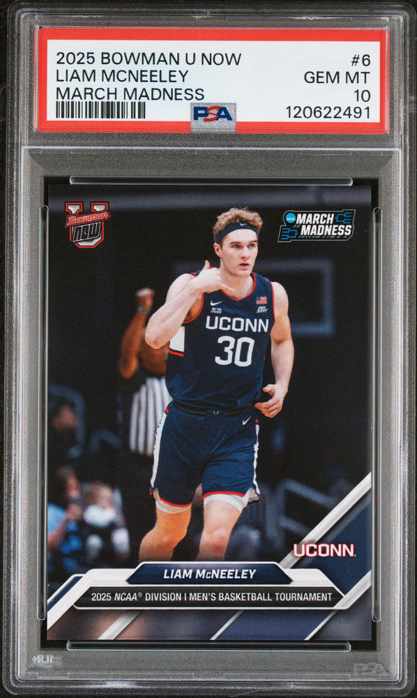 Graded 2025 Topps  Bowman U Now Liam McNeeley #6 March Madness Rookie RC Basketball Card PSA 10 Gem Mint (ONLINE ORDER ONLY)