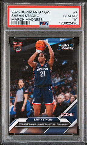 Graded 2025 Topps Bowman U Now March Madness Sarah Strong #7 Rookie RC Basketball Card PSA 10 Gem Mint (ONLINE ORDER ONLY)