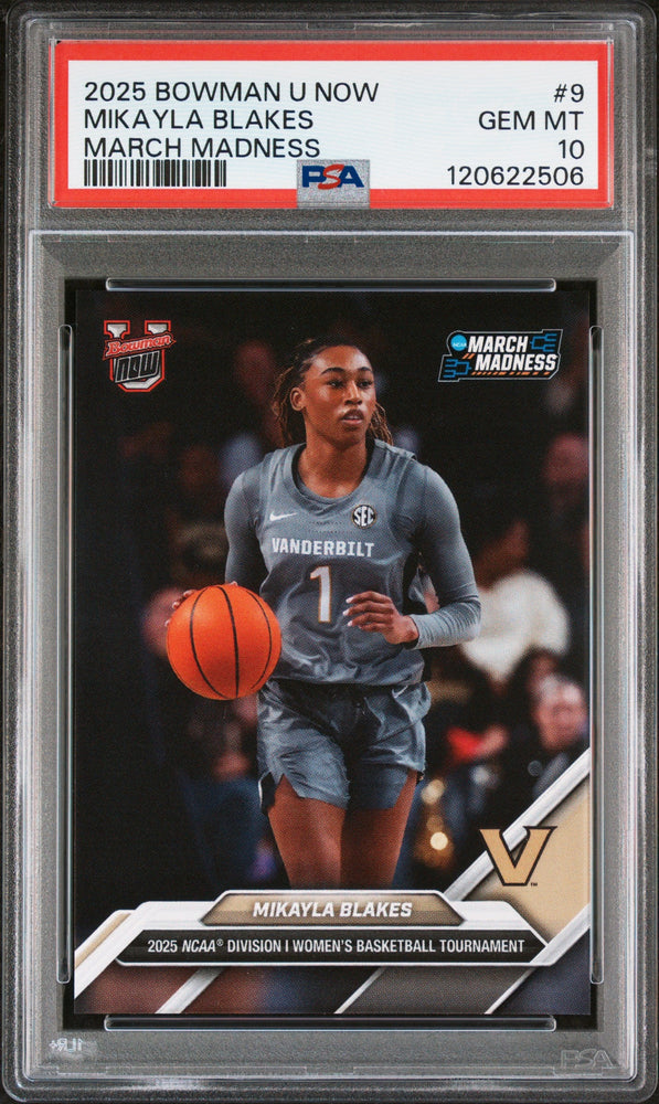 Graded 2025 Topps Bowman U Now Mikayla Blakes #9 March Madness Rookie RC Basketball Card PSA 10 Gem Mint (ONLINE ORDER ONLY)