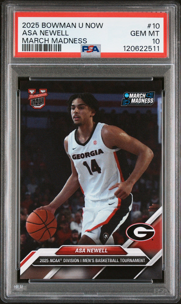 Graded 2025 Topps Bowman U Now Asa Newell #10 March Madness Rookie RC Basketball Card PSA 10 Gem Mint (ONLINE ORDER ONLY)