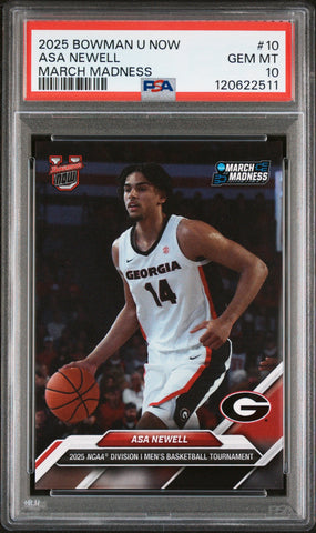 Graded 2025 Topps Bowman U Now Asa Newell #10 March Madness Rookie RC Basketball Card PSA 10 Gem Mint (ONLINE ORDER ONLY)