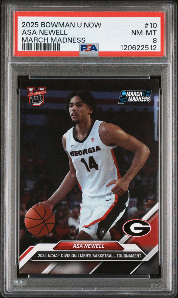 Graded 2025 Topps Bowman U Now Asa Newell #10 March Madness Rookie RC Basketball Card PSA 8 Near Mint (ONLINE ORDER ONLY)