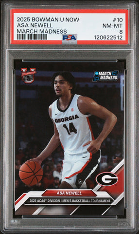 Graded 2025 Topps Bowman U Now Asa Newell #10 March Madness Rookie RC Basketball Card PSA 8 Near Mint (ONLINE ORDER ONLY)