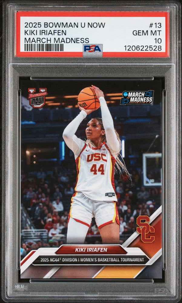 Graded 2025 Topps Bowman U Now Kiki Iriafen #13 March Madness Rookie RC Basketball Card PSA 10 Gem Mint (ONLINE ORDER ONLY)