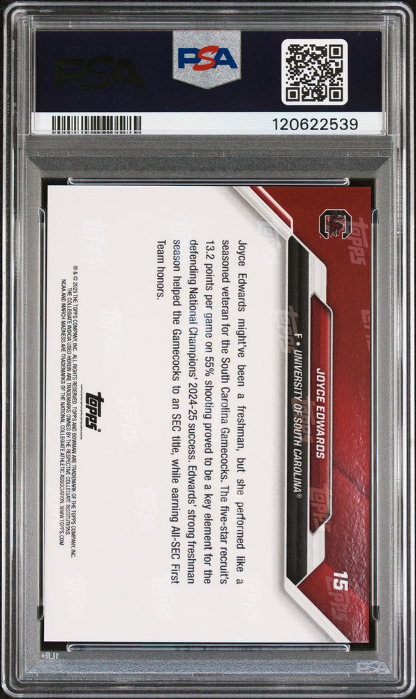 Graded 2025 Topps Bowman U Now Joyce Edwards #15 March Madness Rookie RC Basketball Card PSA 10 Gem Mint (ONLINE ORDER ONLY)