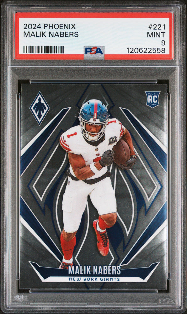 Graded 2024 Panini Phoenix Malik Nabers #221 Rookie RC Football Card PSA 9 Mint (ONLINE ORDER ONLY)