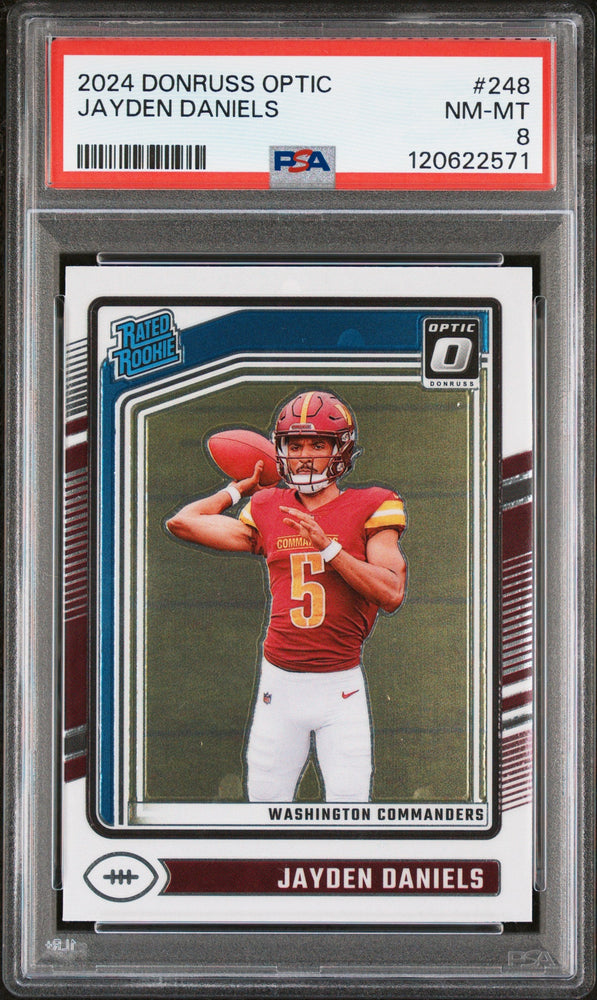 Graded 2024 Panini Donruss Optic Jayden Daniels #248 Rookie RC Football Card PSA 8 Near Mint (ONLINE ORDER ONLY)