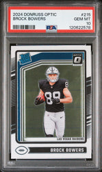 Graded 2024 Panini Donruss Optic Brock Bowers #215 Rookie RC Football Card PSA 10 Gem Mint (ONLINE ORDER ONLY)