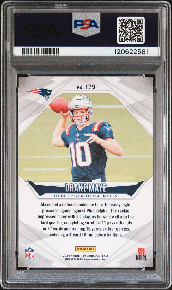 Graded 2024 Panini Phoenix Drake Maye #179 Rookie RC Football Card PSA 9 Mint (ONLINE ORDER ONLY)
