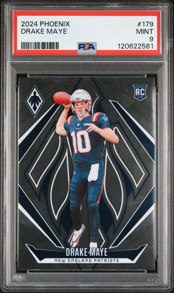 Graded 2024 Panini Phoenix Drake Maye #179 Rookie RC Football Card PSA 9 Mint (ONLINE ORDER ONLY)