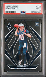 Graded 2024 Panini Phoenix Drake Maye #179 Rookie RC Football Card PSA 9 Mint (ONLINE ORDER ONLY)