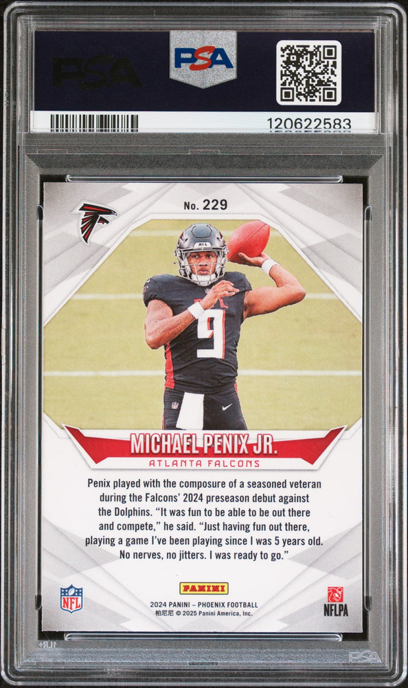 Graded 2024 Panini Phoenix Michael Penix Jr. #229 Rookie RC Football Card PSA 9 Mint (ONLINE ORDER ONLY)